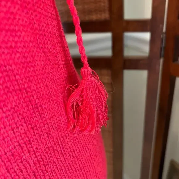 Lucky Brand Red Knit Crochet Racerback Tank Boho Tassel Aztec Print Size M - Picture 4 of 7